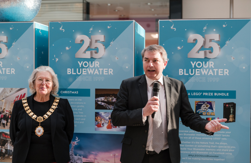 MP speaking at Bluewater 25th anniversary event