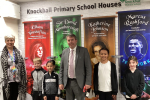 MP at Knockhall Primary School with headteacher and four pupils