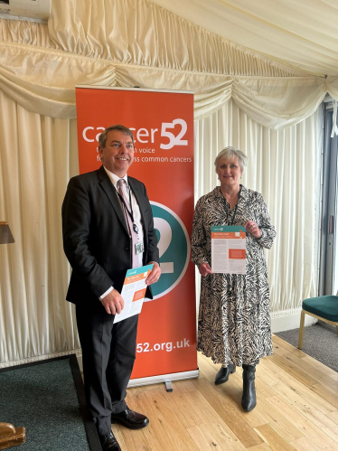 MP with constituent, Sue, at Cancer52's manifesto launch